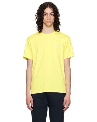 Maison Kitsuné T-shirt jaune à logo de renard