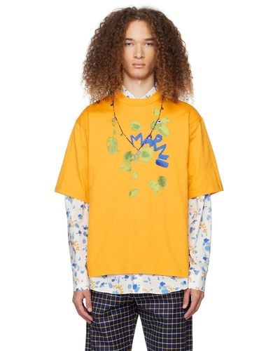 Marni Orange Dripping Flower T-shirt