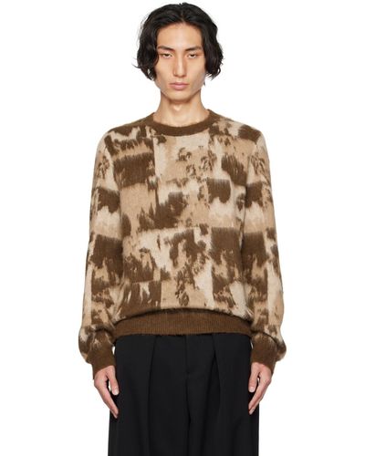 Helmut Lang Tan Jacquard Jumper - Multicolour