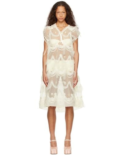 Simone Rocha Off- Shoulder Bite Midi Dress - Black