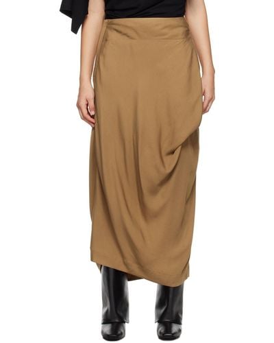 Issey Miyake Brown Canopy Maxi Skirt - Natural