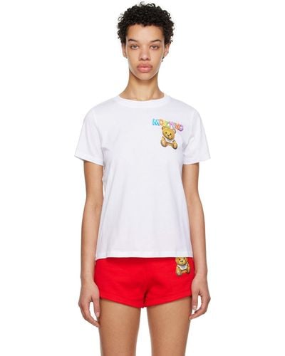 Moschino White Little Inflatable Teddy Bear T-shirt - Red