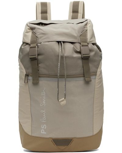PS by Paul Smith Beige Panelled Backpack - Grey