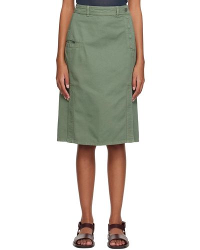 Lemaire Green Straight Denim Miniskirt