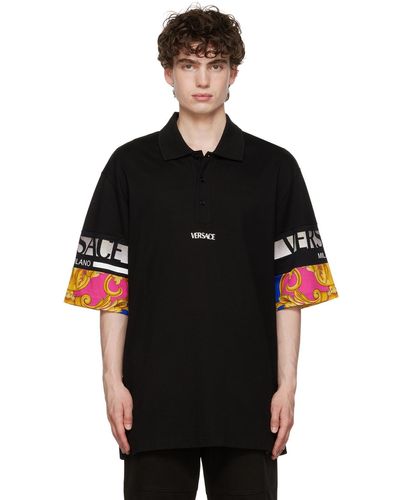 Versace パネル ポロシャツ - ブラック
