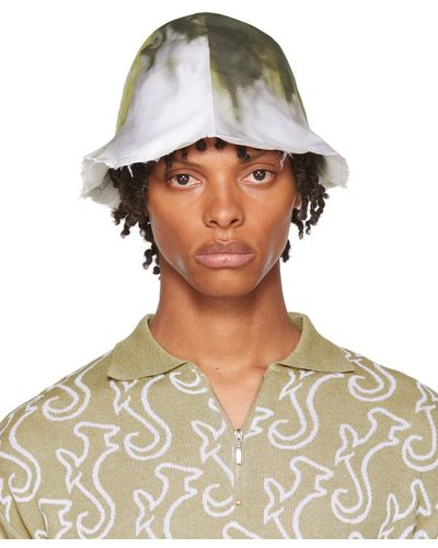 Serapis Ssense Exclusive Green & Gray Bucket Hat - White