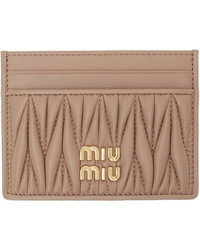 Miu Miu Matelassé Card Holder - Brown