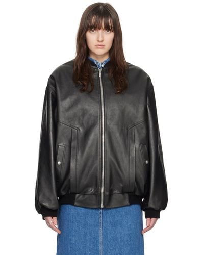 Magda Butrym Oversized Leather Jacket - Black