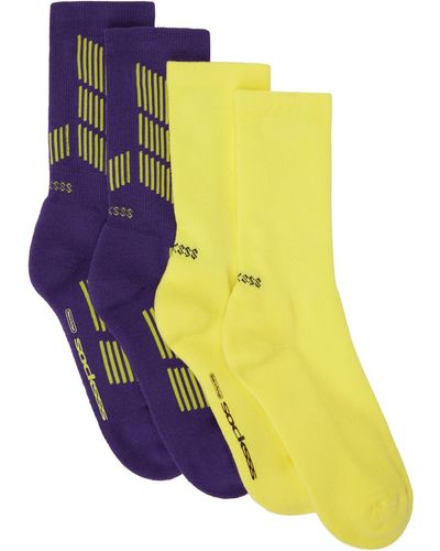 Socksss Ensemble de deux paires de chaussettes mauve et jaune