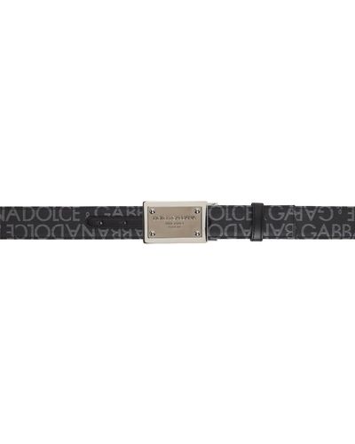 Dolce & Gabbana Ceinture noire en canevas enduit à logos en tissu jacquard