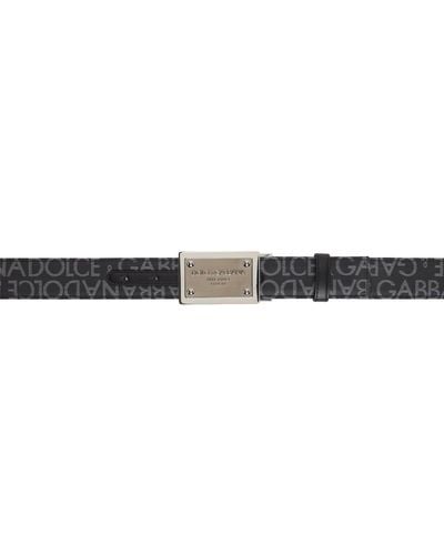 Dolce & Gabbana Dolce&gabbana Black Coated Jacquard Logo Tag Belt