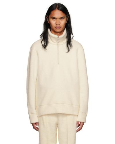 Ami Paris Off-white Half-zip Sweater - Natural