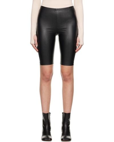 MM6 by Maison Martin Margiela Black Bike Faux-leather Shorts