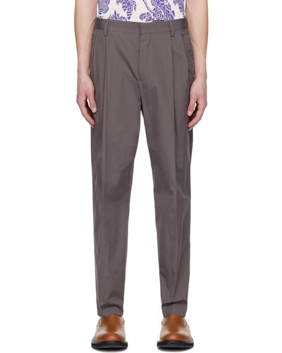 Dries Van Noten Pantalon gris à plis - Multicolore