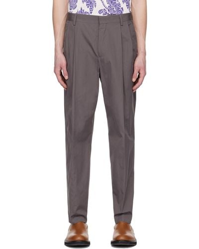 Dries Van Noten Grey Pleated Pants - Multicolour
