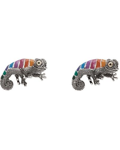 Paul Smith Multicolour Stripe Chameleon Cuff Links - Black