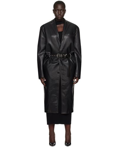 Y. Project Belted Faux-leather Trench Coat - Black
