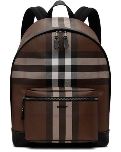 Burberry Brown Check Backpack - Black