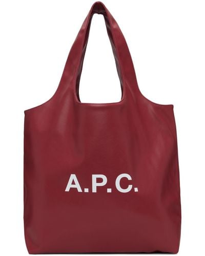 A.P.C. . Burgundy Ninon Tote - Red
