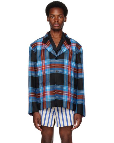 Charles Jeffrey Check Blazer - Blue