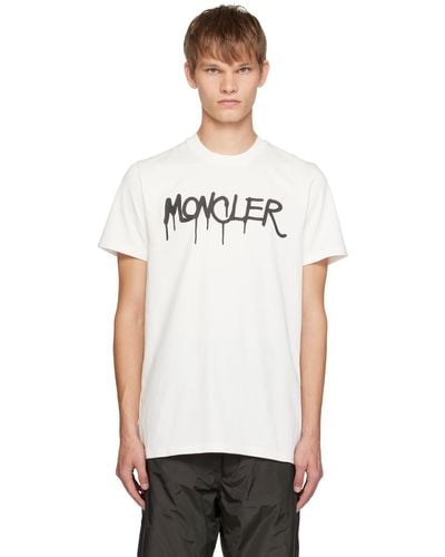 Moncler ホワイト プリント Tシャツ - ブラック