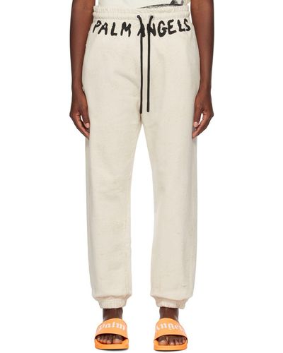 Mens Palm Angels Trousers  Night Monogram-Print Track Pants White ⋆  Keyhole Kates