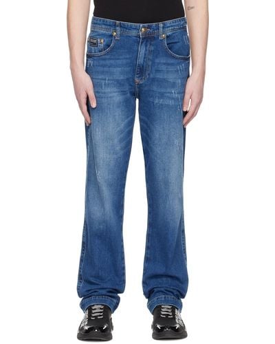 Versace Indigo Distressed Jeans - Blue