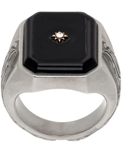 Maison Margiela Silver Enamel Signet Ring - Metallic