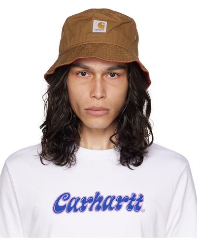 Carhartt Chapeau heston brun - Blanc