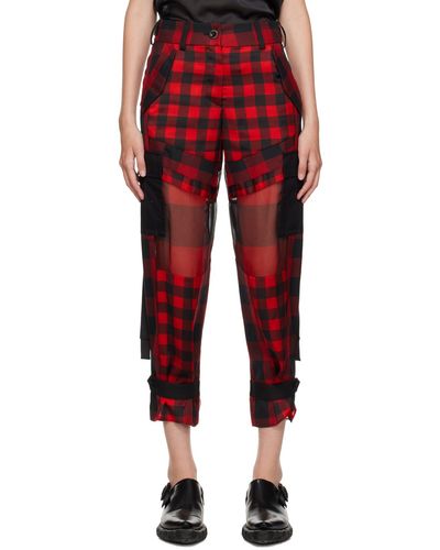 Sacai Red & Black Buffalo Check Trousers