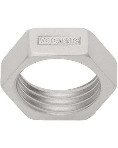 Vetements Bague graphique fine argentée - Métallisé