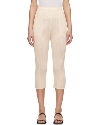 Pleats Please Issey Miyake Off-white Monthly Colours April Pants - Natural