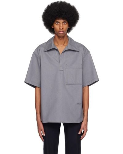WOOYOUNGMI Grey Patch Pocket Denim Shirt - Multicolour