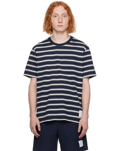 Thom Browne Navy Striped T-shirt - Black