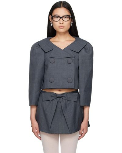 ShuShu/Tong Gray Puff Sleeve Jacket - Black