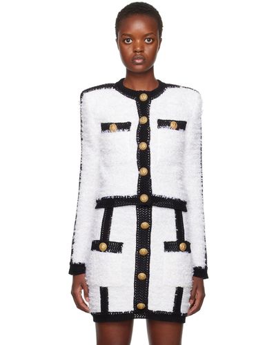 Balmain Blouson blanc à deux poches - Noir