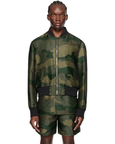 Balmain Camouflage Bomber Jacket - Green