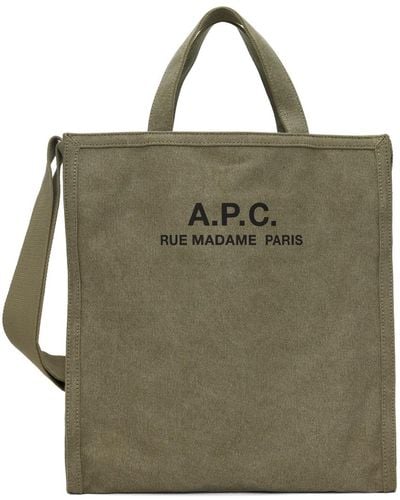 A.P.C. . Khaki Recovery Shopping Tote - Green