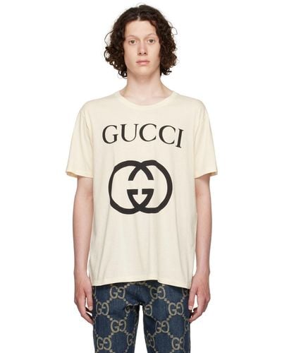Gucci インターロッキングg コットン オーバーサイズ Tシャツ, ホワイト, ウェア - ナチュラル