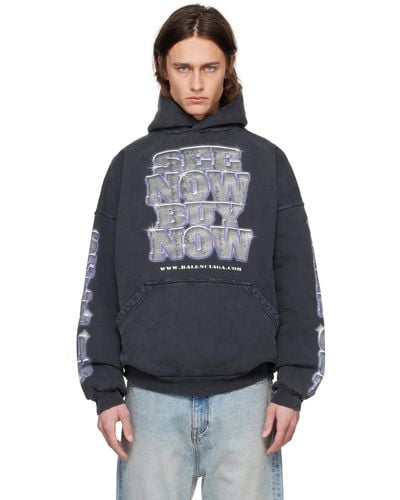 Balenciaga Snbn Hoodie - Blue