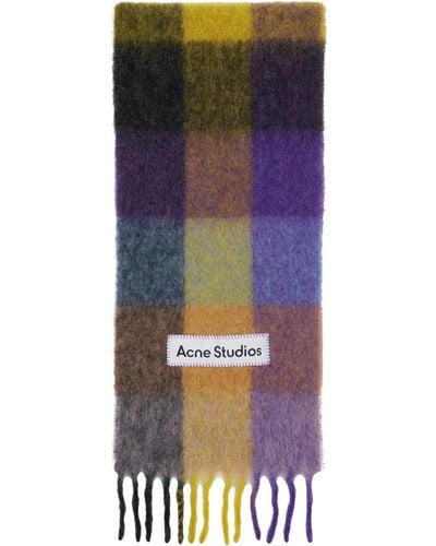 Acne Studios Purple & Yellow Check Scarf - Blue