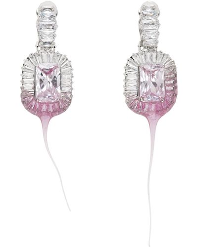 OTTOLINGER Boucles d'oreilles à clip roses à pierres du rhin et à pendentif enduit exclusives à ssense - Multicolore