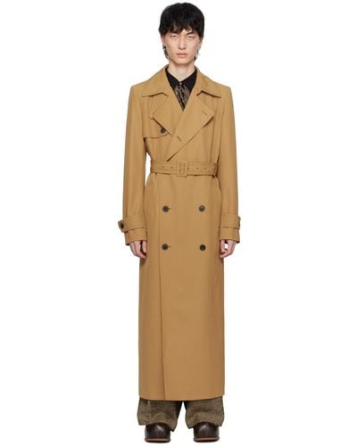 Dries Van Noten Tan Double-Breasted Trench Coat - Black