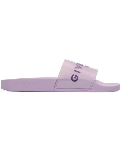 Givenchy Sandales à enfiler mauves à logo - Violet