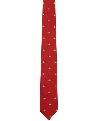 Vivienne Westwood Cravate rouge à orbes - Noir