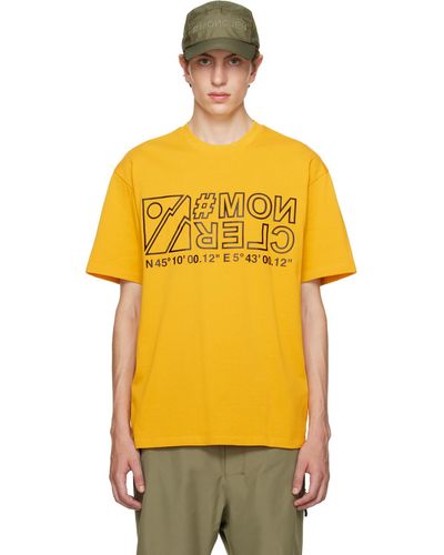 3 MONCLER GRENOBLE T-shirt jaune à logos contrecollés
