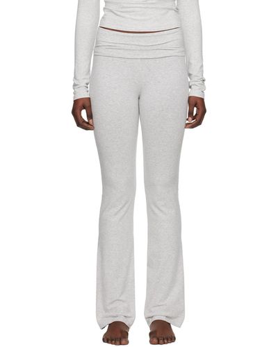 Skims Pantalon de détente gris en jersey à taille repliée - cotton - Blanc