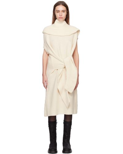 Issey Miyake Robe midi rhizome blanc cassé - Noir