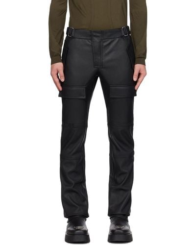 MISBHV Straight-leg Faux-leather Cargo Trousers - Black