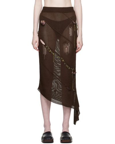 Acne Studios ブラウン Flower ミディアムスカート - ブラック